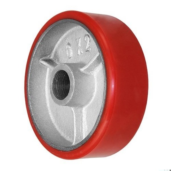 Durastar Wheel; 6X2 Polyurethane|Steel (Red|Silver); 1-3/16 Plain Bore 620PU84V